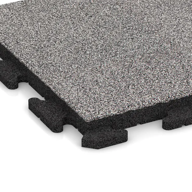 Detailaufnahme der Randausprägung von WARCO-Produkt 4626, Nawierzchnia Fitness Płyty Gumowe Classic, Format 500 x 500 x 40 mm, Farbe Szary melanż.