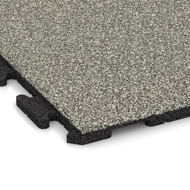 Detailaufnahme der Randausprägung von WARCO-Produkt 1572, Nawierzchnia na place zabaw, Format 1000 x 1000 x 30 mm, Farbe Jasny granit.