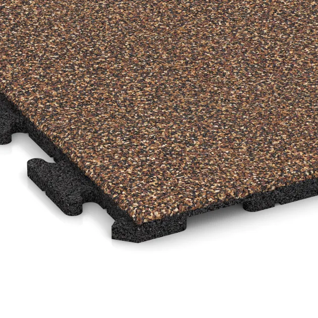 Detailaufnahme der Randausprägung von WARCO-Produkt 1575, Nawierzchnia na place zabaw, Format 1000 x 1000 x 30 mm, Farbe Caffè latte.