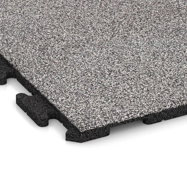 Detailaufnahme der Randausprägung von WARCO-Produkt 4636, Nawierzchnia na place zabaw, Format 1000 x 1000 x 30 mm, Farbe Szary melanż.