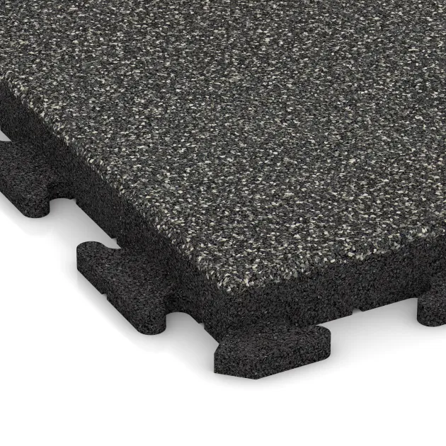 Detailaufnahme der Randausprägung von WARCO-Produkt 1458, Nawierzchnia Fitness Płyty Gumowe Classic, Format 500 x 500 x 50 mm, Farbe Ciemny granit.