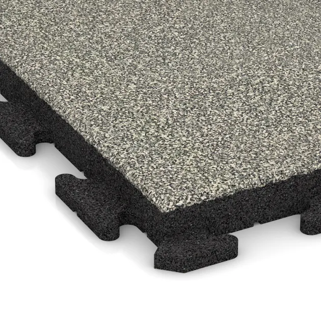 Detailaufnahme der Randausprägung von WARCO-Produkt 1460, Nawierzchnia Fitness Płyty Gumowe Classic, Format 500 x 500 x 50 mm, Farbe Jasny granit.