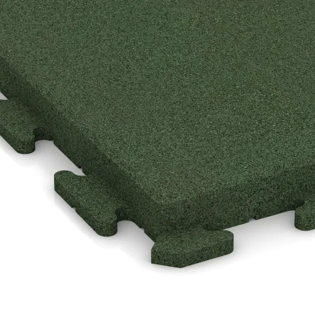 Detailaufnahme der Randausprägung von WARCO-Produkt 1492, Nawierzchnia Fitness Płyty Gumowe Classic, Format 500 x 500 x 50 mm, Farbe Zielony trawiasty.