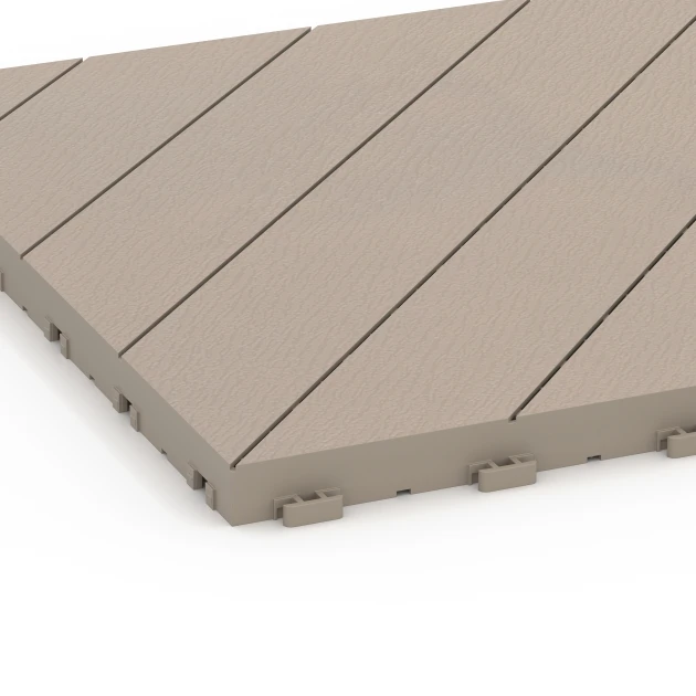 Detailaufnahme der Randausprägung von WARCO-Produkt 6327, Jodełka – Płytki tarasowe, Format 38,5 x 38,5 x 2 cm, Farbe Wanilia.