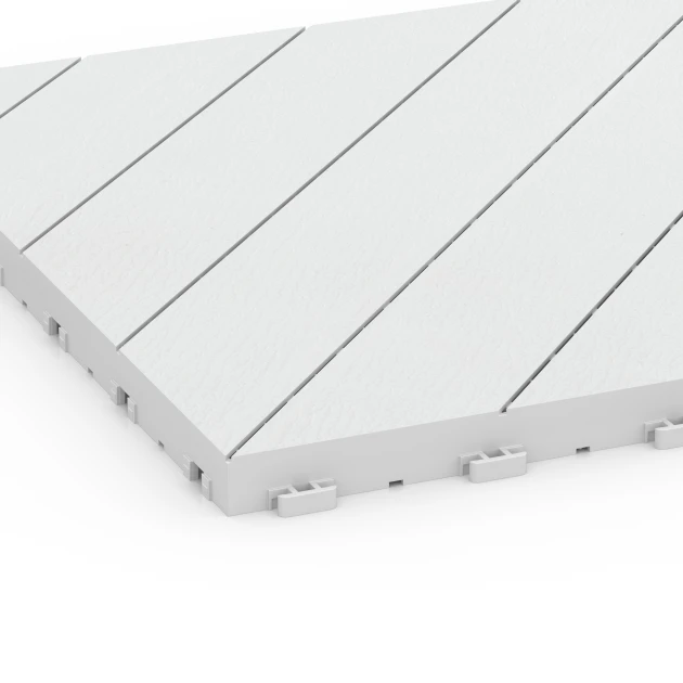 Detailaufnahme der Randausprägung von WARCO-Produkt 6328, Jodełka – Płytki tarasowe, Format 38,5 x 38,5 x 2 cm, Farbe Kreda.