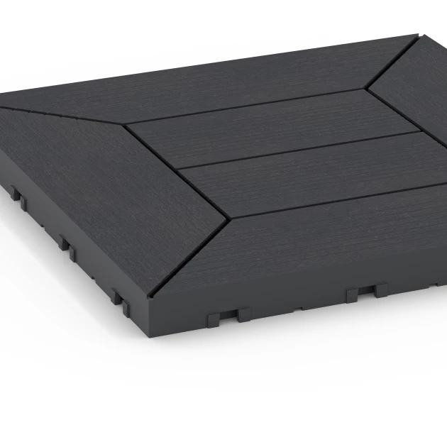 Detailaufnahme der Randausprägung von WARCO-Produkt 6346, Wzór kasetonowy – Płytki tarasowe, Format 30 x 30 x 2 cm, Farbe Łupek.