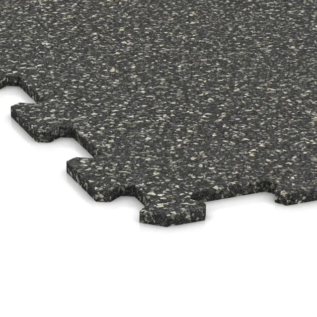 Detailaufnahme der Randausprägung von WARCO-Produkt 1019, Nawierzchnia Fitness Kompakt, Format 970 x 970 x 8 mm, Farbe Ciemny granit.