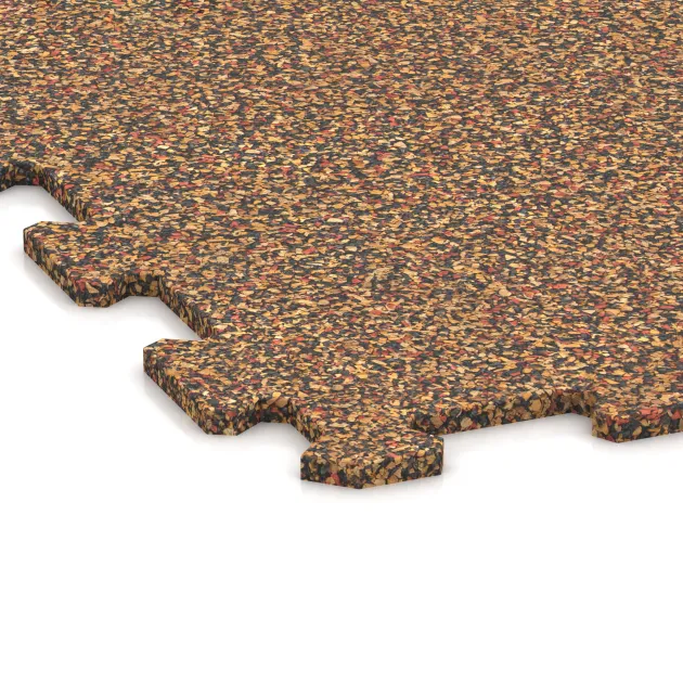 Detailaufnahme der Randausprägung von WARCO-Produkt 1023, Nawierzchnia Fitness Kompakt, Format 970 x 970 x 8 mm, Farbe Terakota.