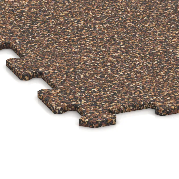 Detailaufnahme der Randausprägung von WARCO-Produkt 1024, Nawierzchnia Fitness Kompakt, Format 970 x 970 x 8 mm, Farbe Caffè latte.