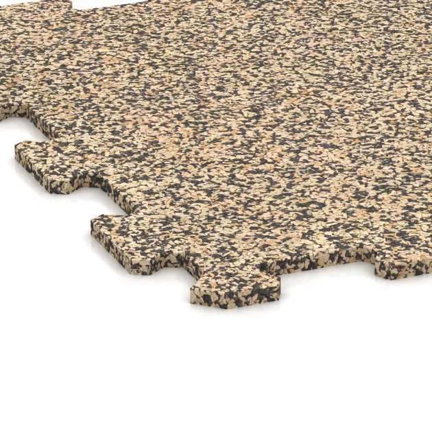 Detailaufnahme der Randausprägung von WARCO-Produkt 0890, Nawierzchnia Fitness Kompakt, Format 485 x 485 x 8 mm, Farbe Trawertyn.