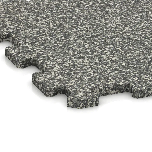 Detailaufnahme der Randausprägung von WARCO-Produkt 0959, Nawierzchnia Fitness Kompakt, Format 485 x 485 x 16 mm, Farbe Klasyczny granit.