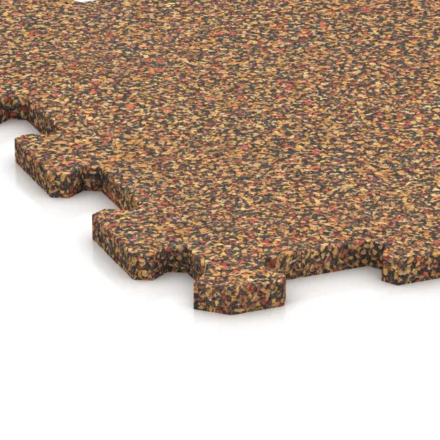 Detailaufnahme der Randausprägung von WARCO-Produkt 0962, Nawierzchnia Fitness Kompakt, Format 485 x 485 x 16 mm, Farbe Terakota.