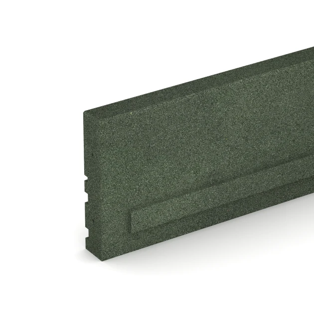 Detailaufnahme der Randausprägung von WARCO-Produkt 3786, Krawężnik gumowy elastyczny, Format 100 × 5 × 25 cm, Farbe Zielony trawiasty.