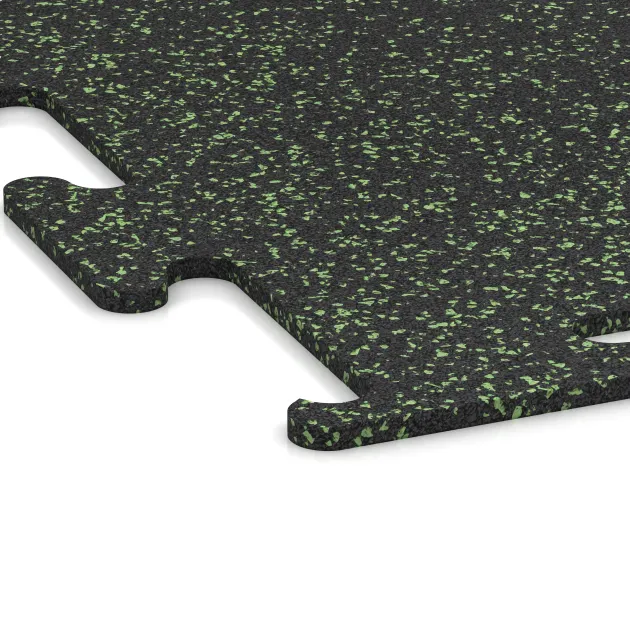 Detailaufnahme der Randausprägung von WARCO-Produkt 3755, Nawierzchnia Fitness Performance Elite, Format 1000 x 1000 x 10 mm, Farbe Zielony lekko nakrapiany.