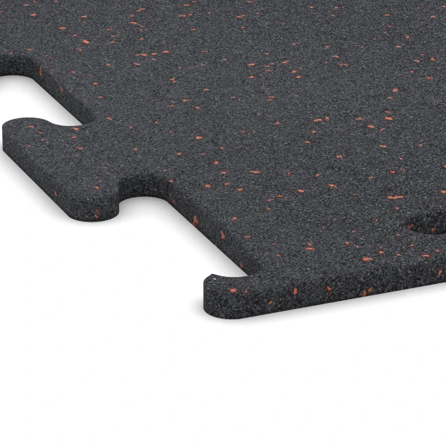 Detailaufnahme der Randausprägung von WARCO-Produkt 3757, Fitness Performance Elite Nawierzchnia Treningowa, Format 100 x 100 x 1,5 cm | 1,00 m², Farbe Czerwony lekko nakrapiany.