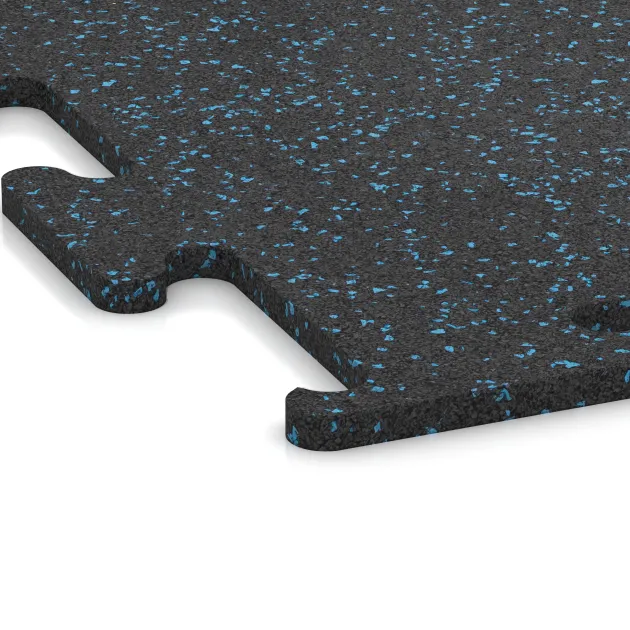 Detailaufnahme der Randausprägung von WARCO-Produkt 3758, Nawierzchnia Fitness Performance Elite, Format 1000 x 1000 x 15 mm, Farbe Niebiesko lekko nakrapiany.