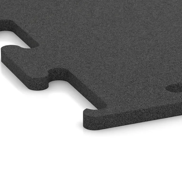Detailaufnahme der Randausprägung von WARCO-Produkt 3748, Nawierzchnia Fitness Performance Elite, Format 1000 x 1000 x 20 mm, Farbe Antracyt.