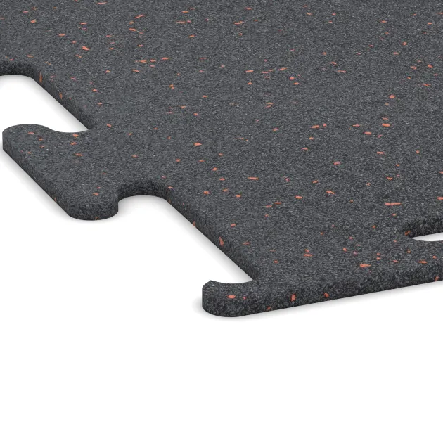 Detailaufnahme der Randausprägung von WARCO-Produkt 3765, Nawierzchnia Fitness Performance Elite, Format 500 x 500 x 10 mm, Farbe Czerwony lekko nakrapiany.