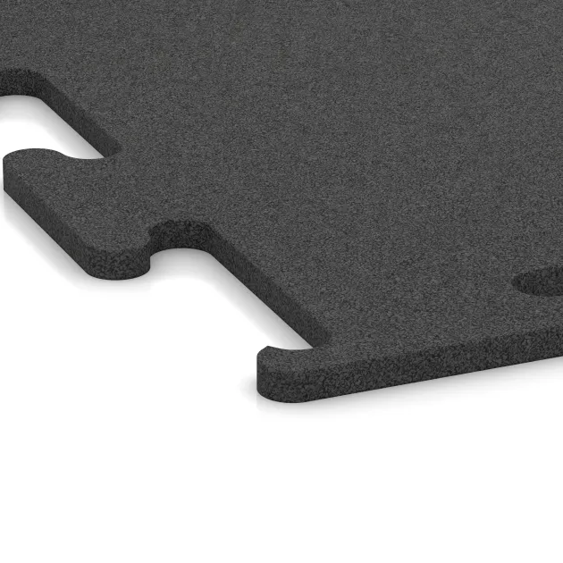 Detailaufnahme der Randausprägung von WARCO-Produkt 3750, Nawierzchnia Fitness Performance Elite, Format 500 x 500 x 15 mm, Farbe Antracyt.