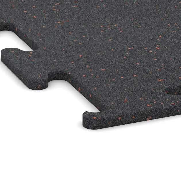 Detailaufnahme der Randausprägung von WARCO-Produkt 3769, Nawierzchnia Fitness Performance Elite, Format 500 x 500 x 15 mm, Farbe Czerwony lekko nakrapiany.