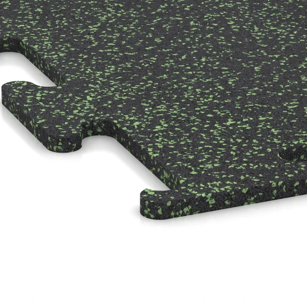 Detailaufnahme der Randausprägung von WARCO-Produkt 3771, Fitness Performance Elite Nawierzchnia Treningowa, Format 50 x 50 x 1,5 cm | 0,25 m², Farbe Zielony lekko nakrapiany.