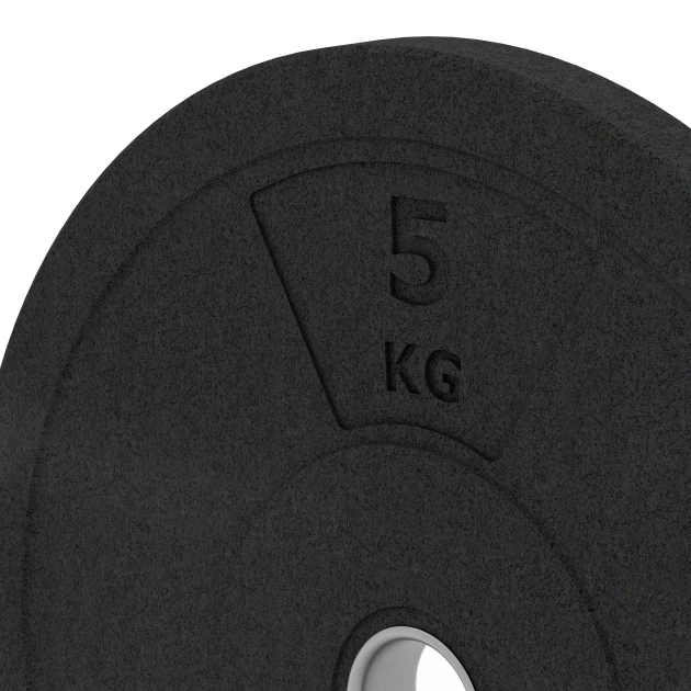 Detailaufnahme der Randausprägung von WARCO-Produkt 6084, Bumper Plate, Format 5 kg | ø 45,4 x 3,15 cm, Farbe Antracyt.