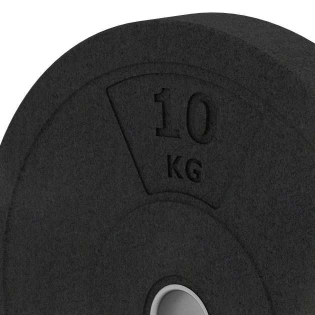 Detailaufnahme der Randausprägung von WARCO-Produkt 6085, Bumper Plate, Format 10 kg | ø 45,4 x 5,85 cm, Farbe Antracyt.