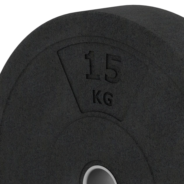 Detailaufnahme der Randausprägung von WARCO-Produkt 6086, Bumper Plate, Format 15 kg | ø 45,4 x 8,61 cm, Farbe Antracyt.