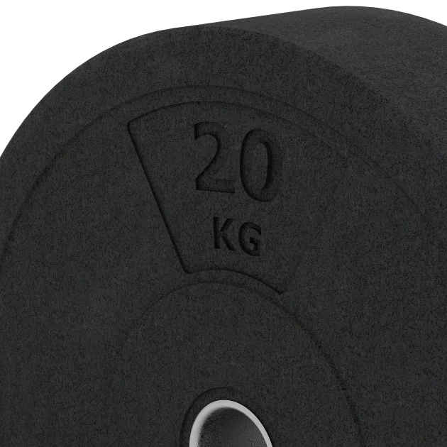 Detailaufnahme der Randausprägung von WARCO-Produkt 6087, Bumper Plate, Format 20 kg | ø 45,4 x 11,38 cm, Farbe Antracyt.