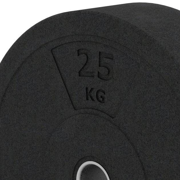 Detailaufnahme der Randausprägung von WARCO-Produkt 6090, Bumper Plate Slim, Format 25 kg | ø 45,4 x 11,38 cm, Farbe Antracyt.