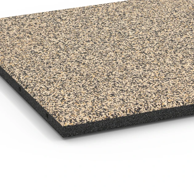 Detailaufnahme der Randausprägung von WARCO-Produkt 6419, Płyta amortyzująca – 90 cm, Format 50 x 50 x 3 cm, Farbe Trawertyn.