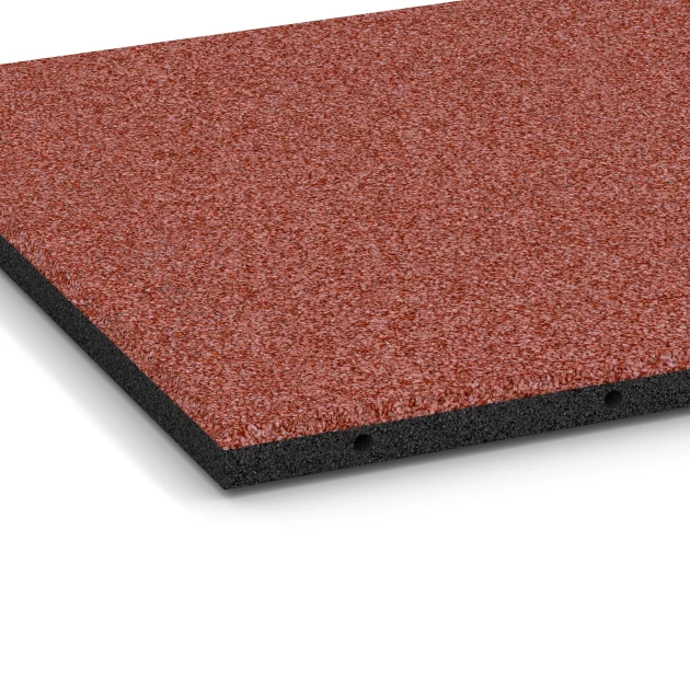 Detailaufnahme der Randausprägung von WARCO-Produkt 6288, Płyty amortyzujące, Format 50 x 50 x 3 cm | 0,25 m², Farbe Czerwony pomidorowy.
