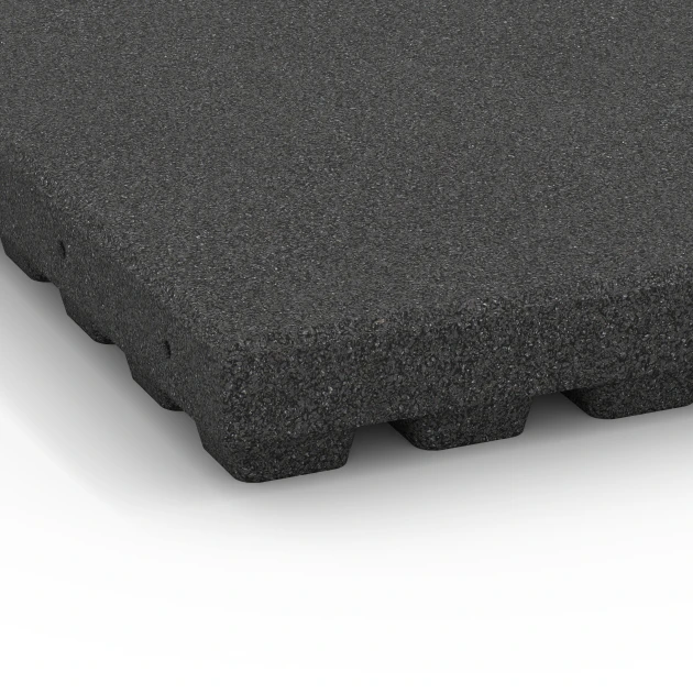 Detailaufnahme der Randausprägung von WARCO-Produkt 6295, Płyty amortyzujące, Format 50 x 50 x 7 cm, Farbe Antracyt.
