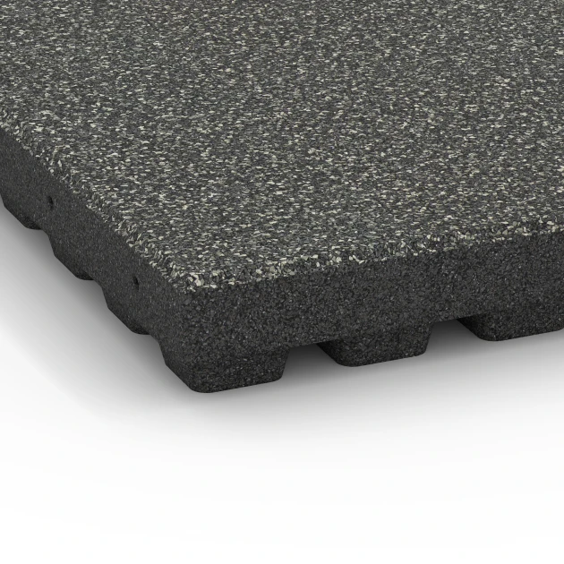 Detailaufnahme der Randausprägung von WARCO-Produkt 6440, Płyta amortyzująca – 210 cm, Format 50 x 50 x 7 cm, Farbe Ciemnoszary granit.