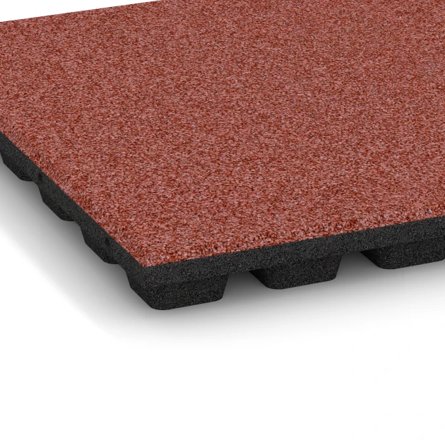 Detailaufnahme der Randausprägung von WARCO-Produkt 6136, Płyta amortyzująca – 170 cm, Format 50 x 50 x 4,8 cm, Farbe Czerwony pomidorowy.