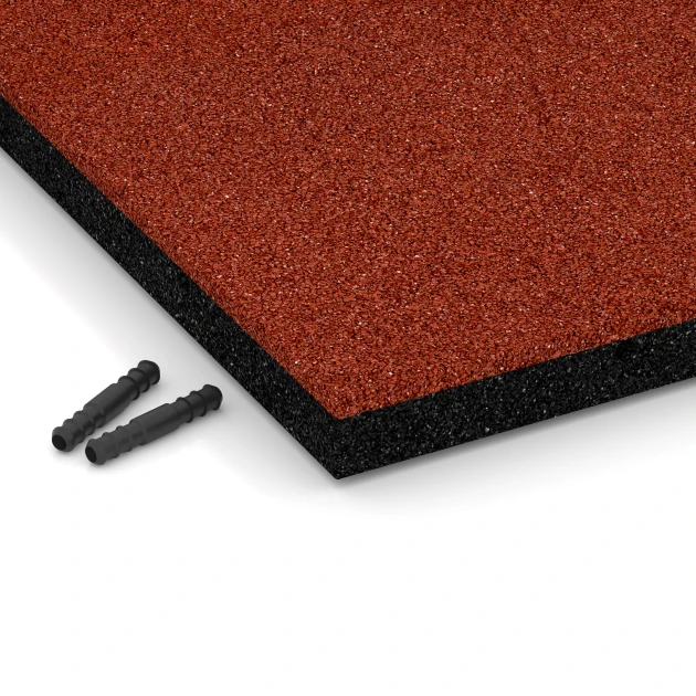 Detailaufnahme der Randausprägung von WARCO-Produkt 6254, Płyta amortyzująca – 140 cm, Format 50 x 50 x 4 cm, Farbe Czerwony ceglasty.