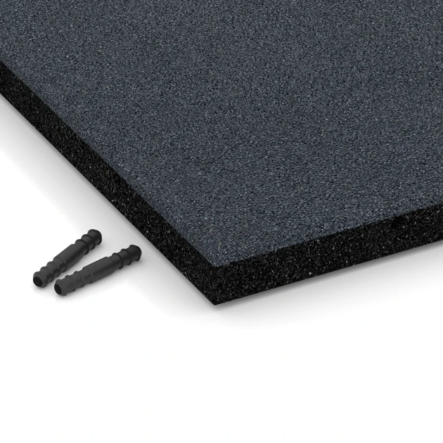 Detailaufnahme der Randausprägung von WARCO-Produkt 6221, Płyty amortyzujące, Format 50 x 50 x 4 cm, Farbe Szary łupkowy.