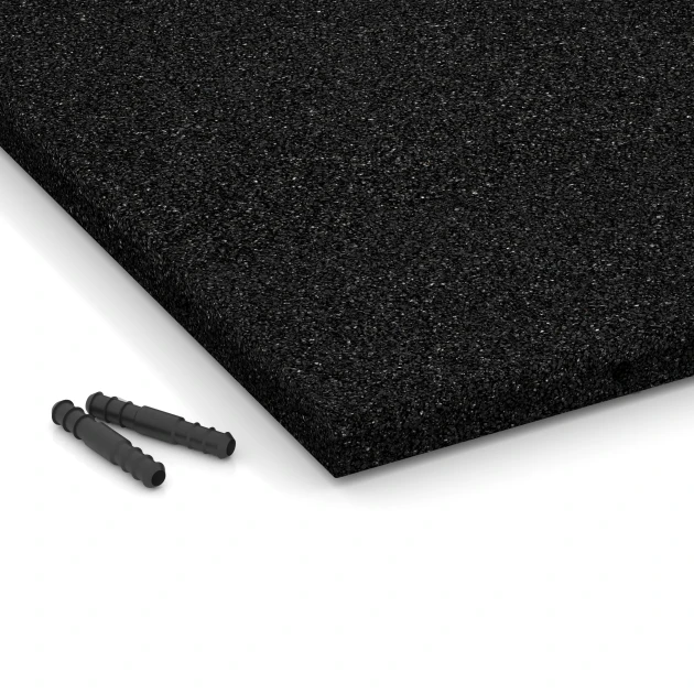 Detailaufnahme der Randausprägung von WARCO-Produkt 6240, Płyta amortyzująca – 110 cm, Format 50 x 50 x 3 cm, Farbe Antracyt.