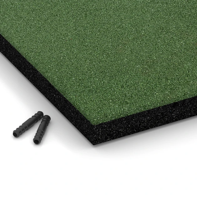 Detailaufnahme der Randausprägung von WARCO-Produkt 6261, Płyta amortyzująca – 150 cm, Format 50 x 50 x 4,5 cm, Farbe Zielony trawiasty.