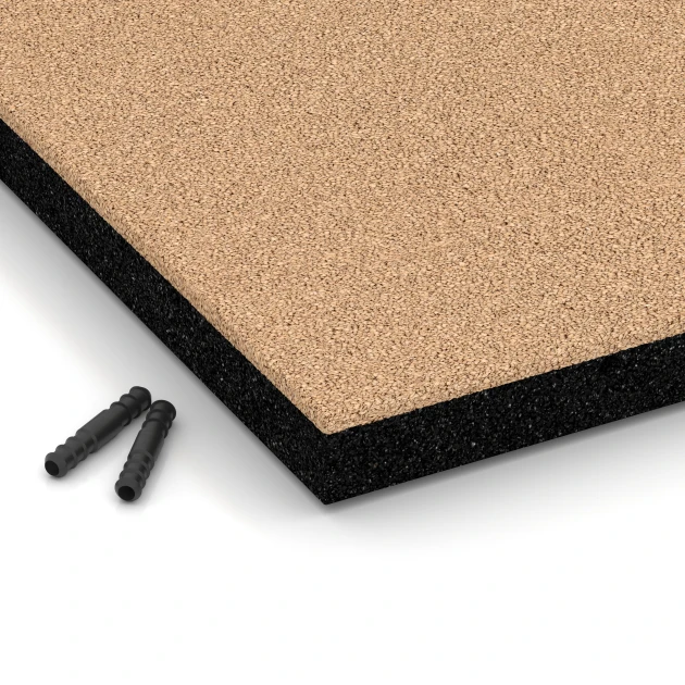 Detailaufnahme der Randausprägung von WARCO-Produkt 6264, Płyta amortyzująca – 150 cm, Format 50 x 50 x 4,5 cm, Farbe Beż piaskowy.