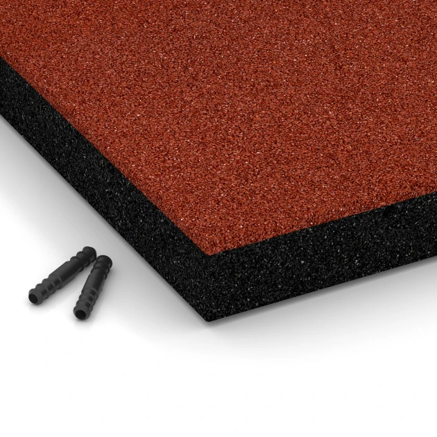 Detailaufnahme der Randausprägung von WARCO-Produkt 6266, Płyta amortyzująca – 180 cm, Format 50 x 50 x 6 cm, Farbe Czerwony ceglasty.