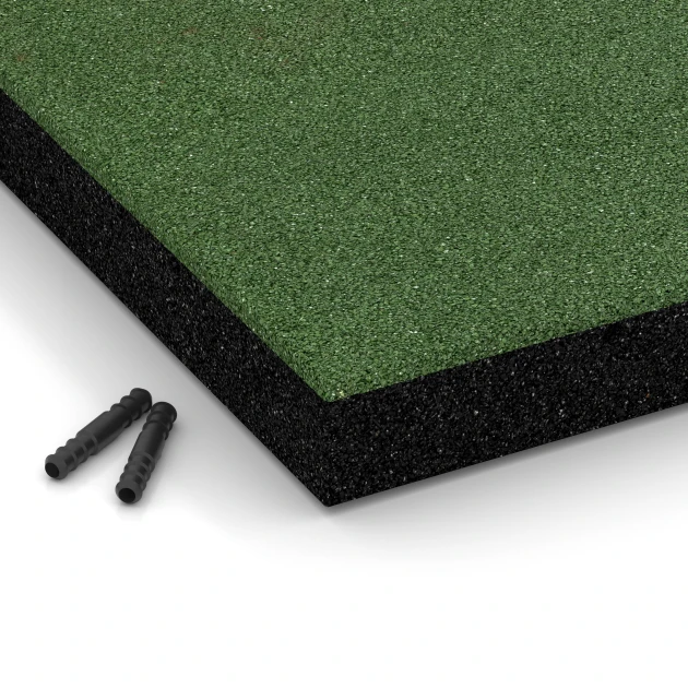 Detailaufnahme der Randausprägung von WARCO-Produkt 6267, Płyta amortyzująca – 180 cm, Format 50 x 50 x 6 cm, Farbe Zielony trawiasty.