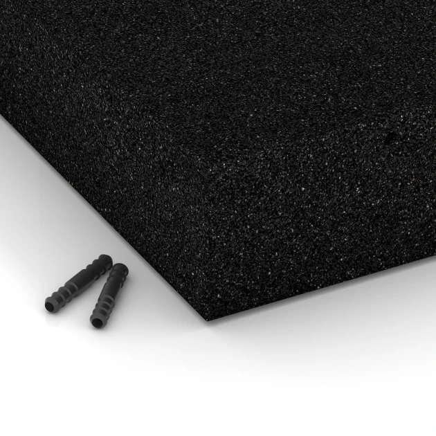 Detailaufnahme der Randausprägung von WARCO-Produkt 6277, Płyta amortyzująca – 300 cm, Format 50 x 50 x 11 cm, Farbe Antracyt.