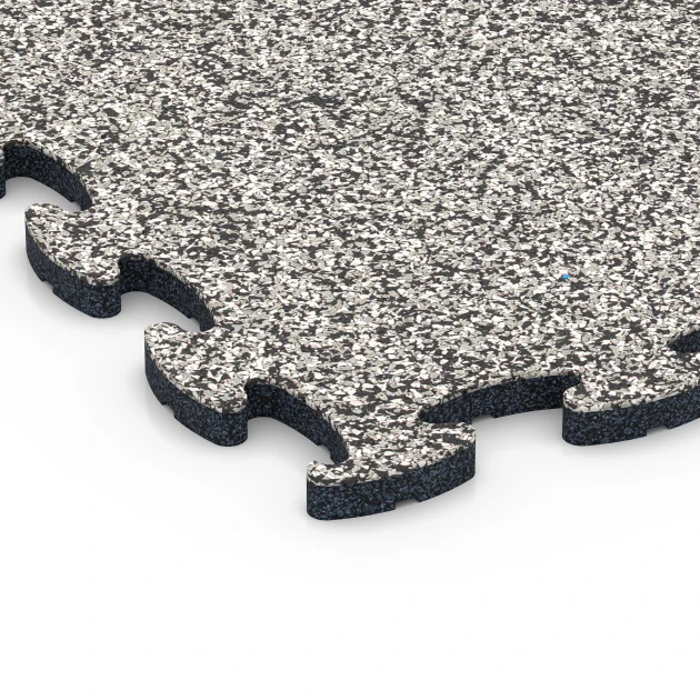 Detailaufnahme der Randausprägung von WARCO-Produkt 6824, Fitness Active podłoga, Format 44,6 x 44,6 x 1,8 cm, Farbe Szary granit.
