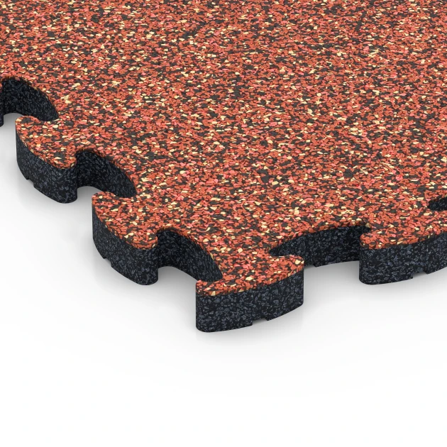 Detailaufnahme der Randausprägung von WARCO-Produkt 6935, Mata puzzle na plac zabaw, Format 44,6 x 44,6 × 2,8 cm, Farbe Etna.