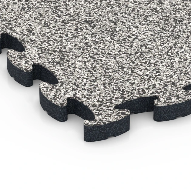 Detailaufnahme der Randausprägung von WARCO-Produkt 6878, Fitness Max Floor System, Format 44,6 x 44,6 × 2,8 cm, Farbe Szary granit.