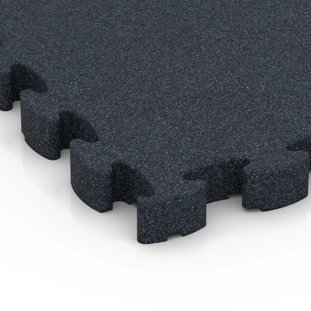 Detailaufnahme der Randausprägung von WARCO-Produkt 6965, Fitness Premium podłoga Plus, Format 28,9 x 28,9 x 2,8 cm, Farbe Antracyt.