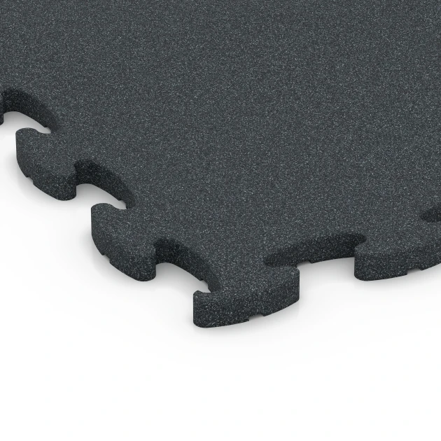 Detailaufnahme der Randausprägung von WARCO-Produkt 6966, Fitness Premium podłoga Plus, Format 45,9 x 45,9 x 1,8, Farbe Antracyt.