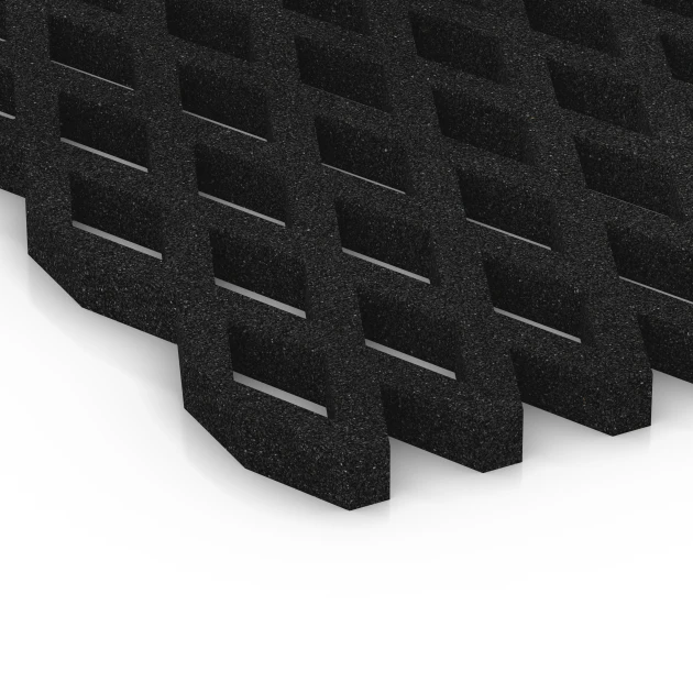 Detailaufnahme der Randausprägung von WARCO-Produkt 7009, Bezpieczna kratka trawnikowa, Format 100 x 100 x 4 cm, Farbe Antracyt.