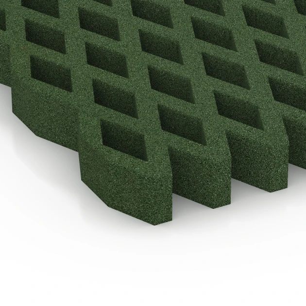 Detailaufnahme der Randausprägung von WARCO-Produkt 7014, Bezpieczna kratka trawnikowa, Format 100 × 100 × 8 cm, Farbe Zielony trawiasty.